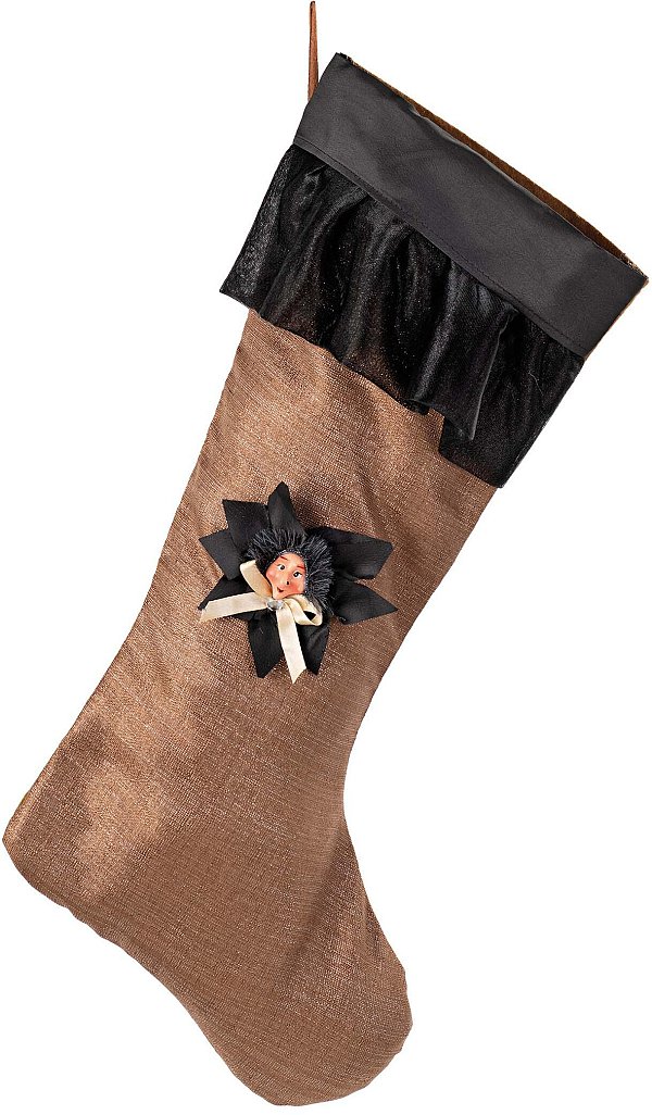 Calza Befana in Tessuto Nero/Rame