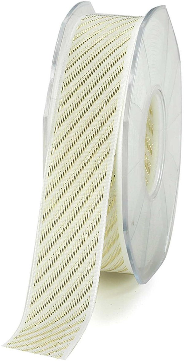 Nastro Tessuto Sugar Cane Bianco/Oro Laminato