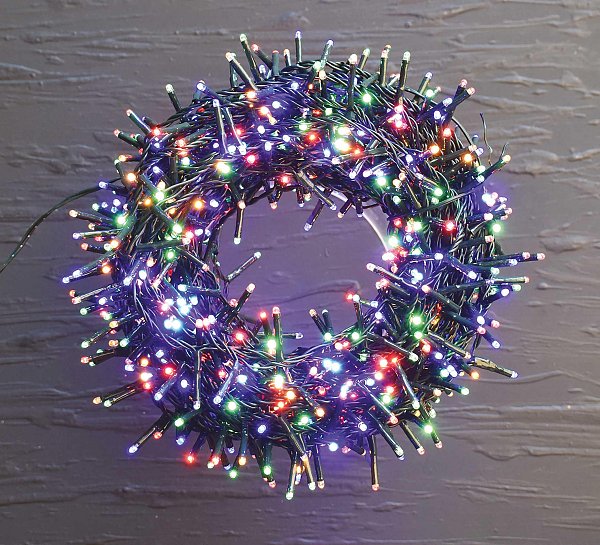 Catena Luminosa 24 Metri Filo Verde con 1200 Microled Giochi di Luce Multicolor
