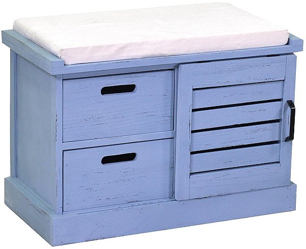 Panca in Legno Azzurro con Cuscino