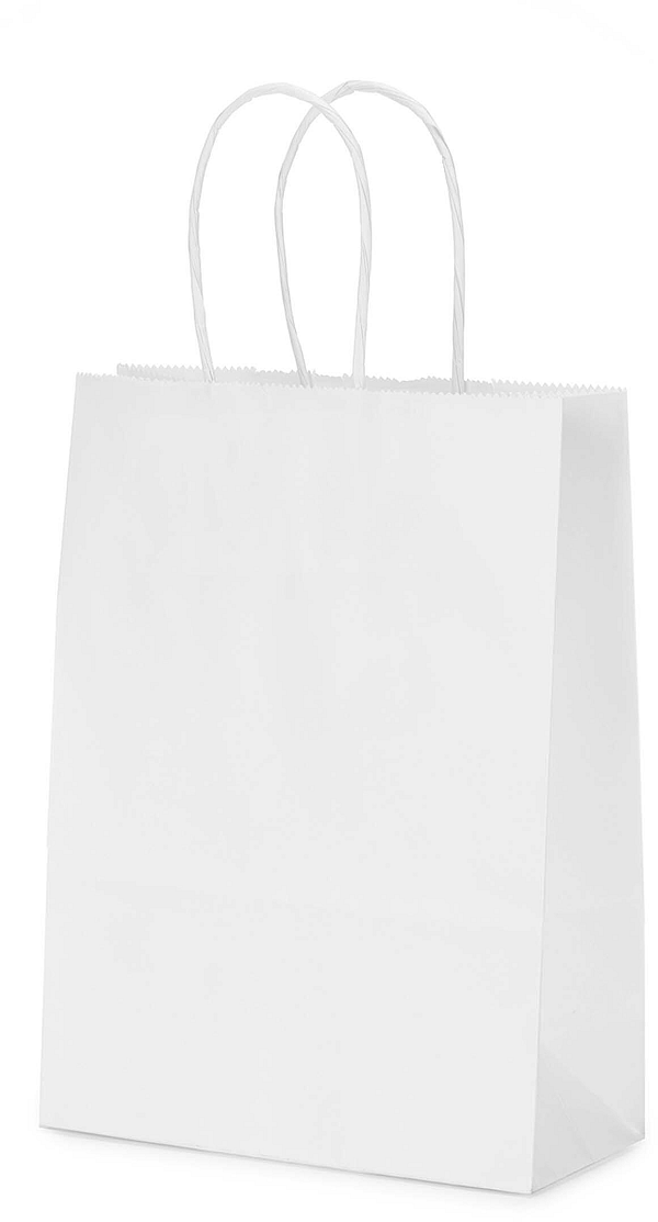 Shopper in Carta Kraft Bianca con Maniglia Intrecciata