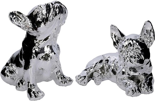 Cane in Resina Bulldog Argento Sdraiato