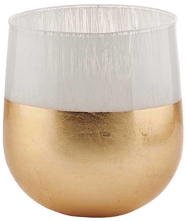 Vaso di Vetro Uau Bianco Dorato Tuia