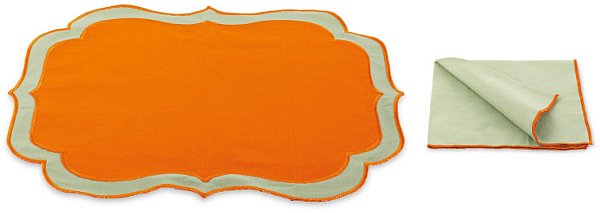 Set Tovaglietta + Tovagliolo Arancio/Salvia