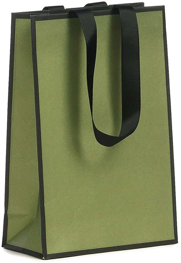 Shopper Carta Lusso Boutique Green con Maniglia in Grosgrain
