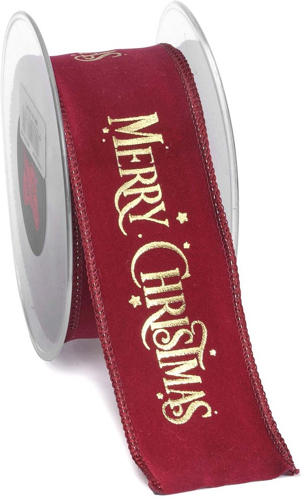Nastro Animato Velvet Luxury Bordeaux/Oro "Merry Christmas"