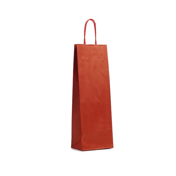 Shopper Carta Portabottiglie Rosso con Maniglia Intrecciata