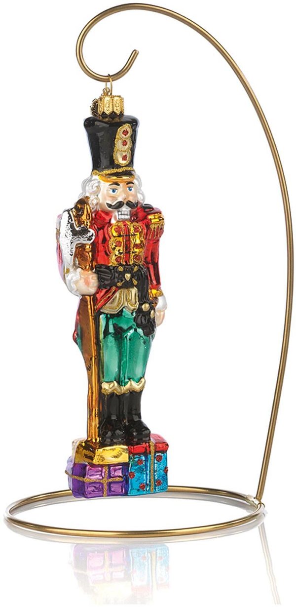Soldatino con Regali in Vetro Decorato a Mano (con piedistallo)