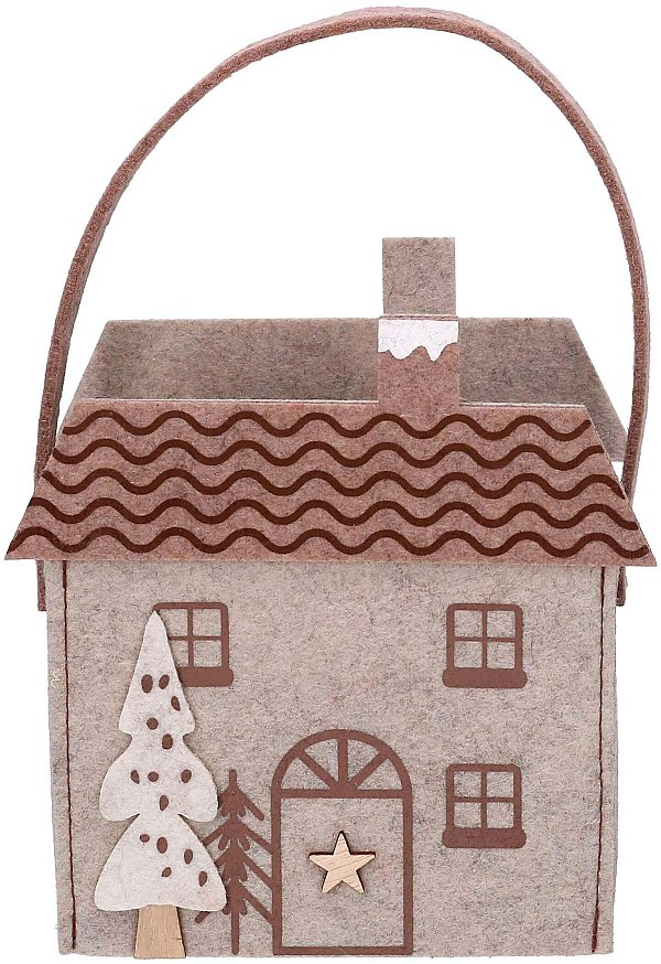 Borsina in Feltro Grigia/Beige Casetta
