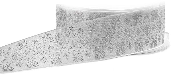 Nastro in organza bianco bordato Snow