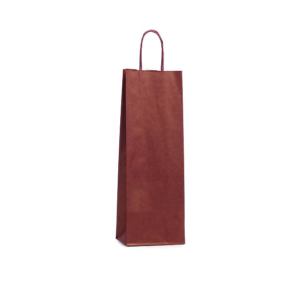 Shopper Carta Portabottiglie Bordeaux con Maniglia Intrecciata