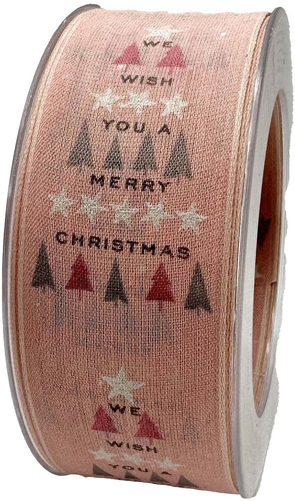 Nastro Tessuto Animato Xmas Wishes Rosa