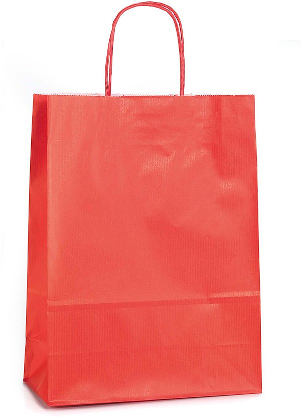 Shopper Carta Kraft Rosso con Maniglia Intrecciata