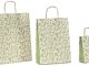 shopper carta erba riciclata al 100% con fantasia salvia verde e maniglia intrecciata